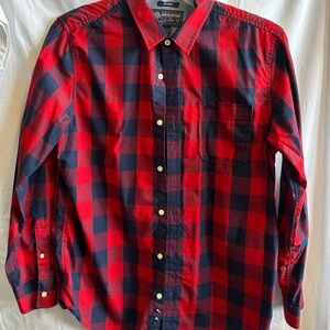 American Rag Red and Black Casual Button Down Shirt
